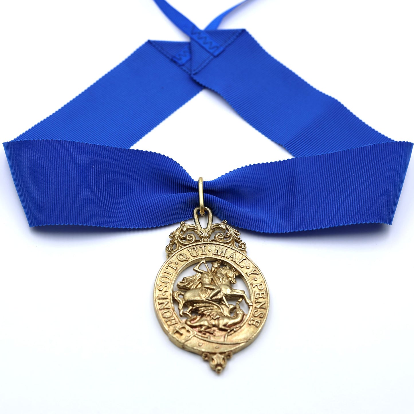 British Order of the Garter Lesser George 84.9mm Neck Badge with Blue Ribbon Repro