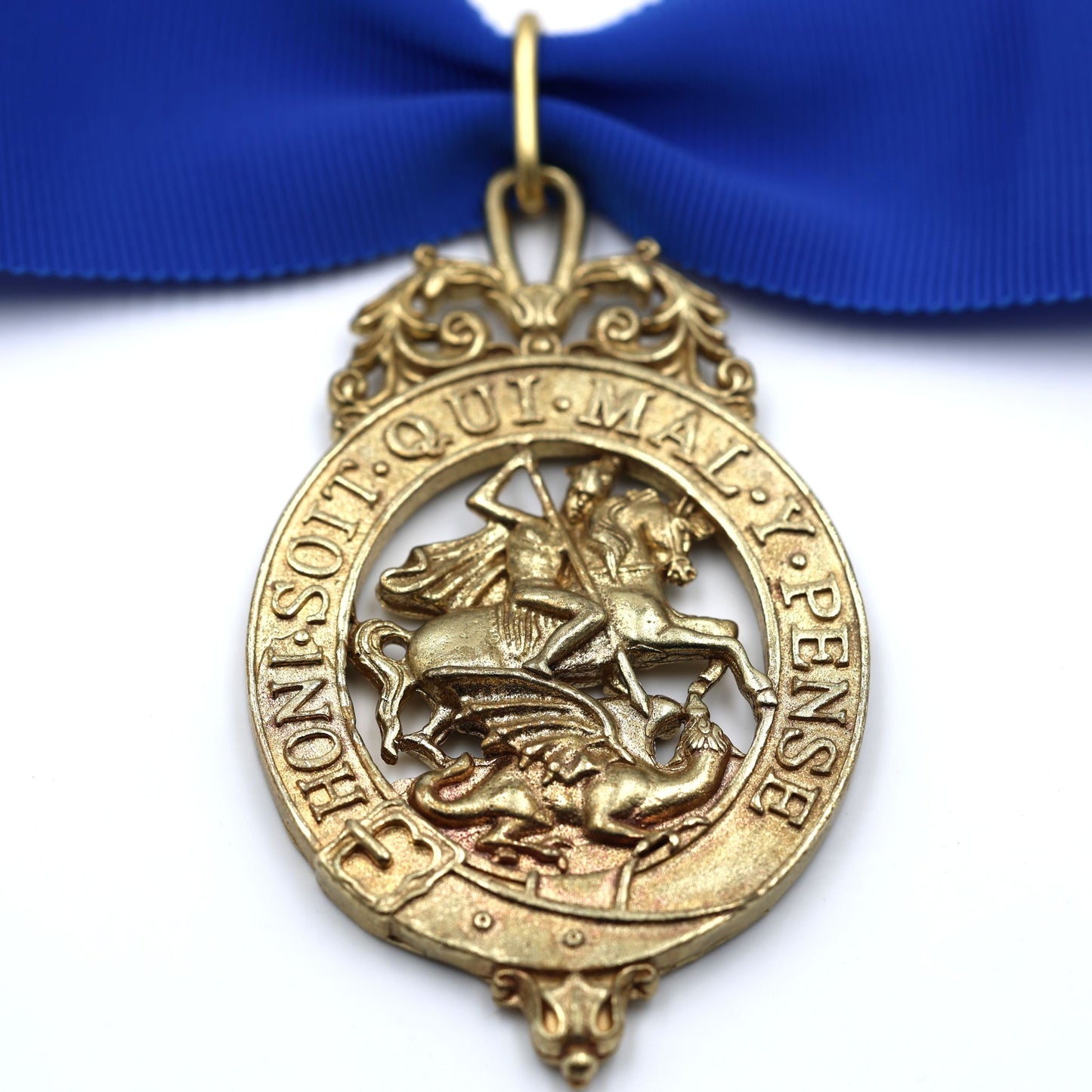 British Order of the Garter Lesser George 84.9mm Neck Badge with Blue Ribbon Repro