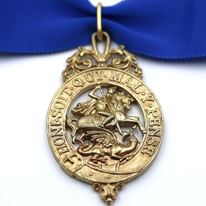 British Order of the Garter Lesser George 84.9mm Neck Badge with Blue Ribbon Repro