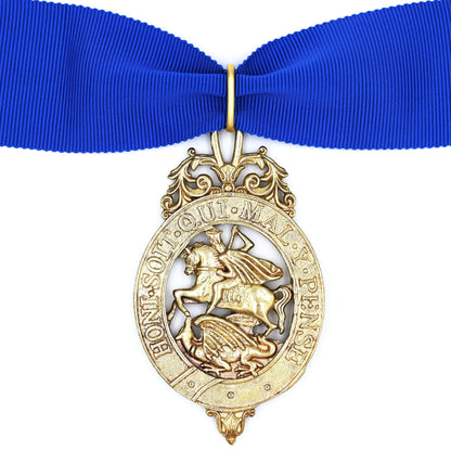 British Order of the Garter Lesser George 84.9mm Neck Badge with Blue Ribbon Repro