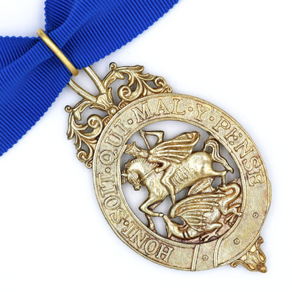 British Order of the Garter Lesser George 84.9mm Neck Badge with Blue Ribbon Repro