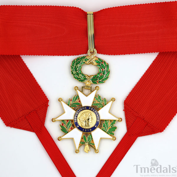 French Legion of Honour Commandeur Medal Replica 3rd Class with Red Ribbon Rare