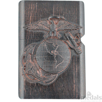 Hand-Carved U.S. Navy Inspired Wooden Lighter Case–Fits Standard Metal Insert – No Insert