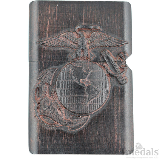 Hand-Carved U.S. Navy Inspired Wooden Lighter Case–Fits Standard Metal Insert – No Insert