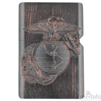 Hand-Carved U.S. Navy Inspired Wooden Lighter Case–Fits Standard Metal Insert – No Insert