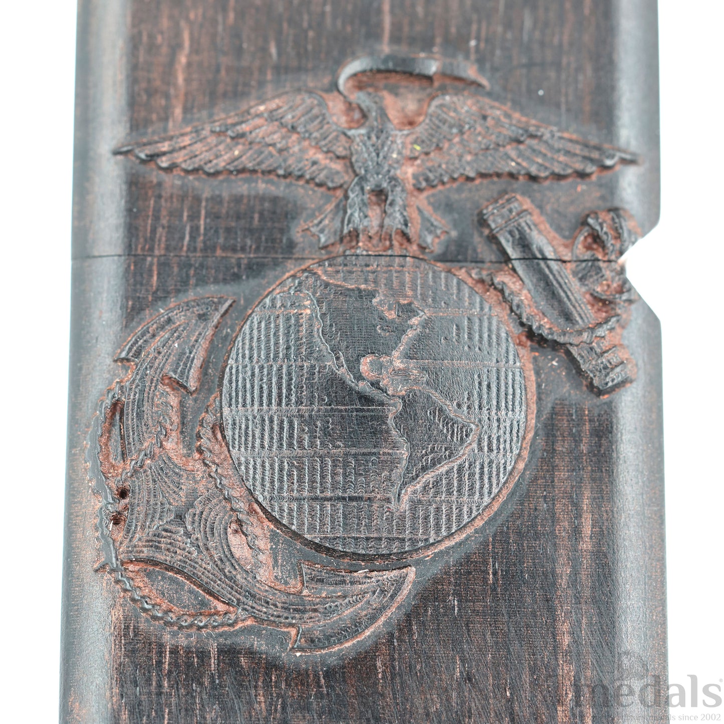 Hand-Carved U.S. Navy Inspired Wooden Lighter Case–Fits Standard Metal Insert – No Insert