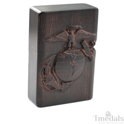 Hand-Carved U.S. Navy Inspired Wooden Lighter Case–Fits Standard Metal Insert – No Insert