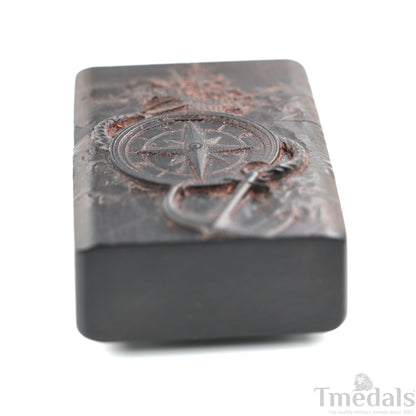 Hand-Carved U.S. Navy Inspired Wooden Lighter Case–Fits Standard Metal Insert – No Insert