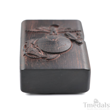 Hand-Carved U.S. Navy Inspired Wooden Lighter Case–Fits Standard Metal Insert – No Insert