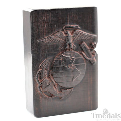 Hand-Carved U.S. Navy Inspired Wooden Lighter Case–Fits Standard Metal Insert – No Insert
