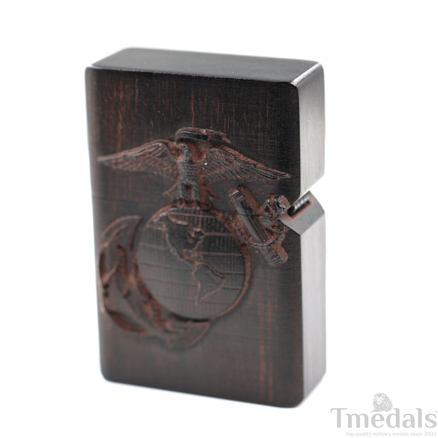 Hand-Carved U.S. Navy Inspired Wooden Lighter Case–Fits Standard Metal Insert – No Insert