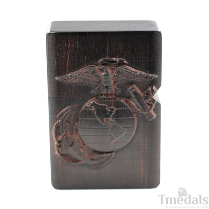 Hand-Carved U.S. Navy Inspired Wooden Lighter Case–Fits Standard Metal Insert – No Insert