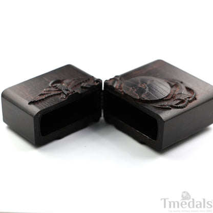 Hand-Carved U.S. Navy Inspired Wooden Lighter Case–Fits Standard Metal Insert – No Insert