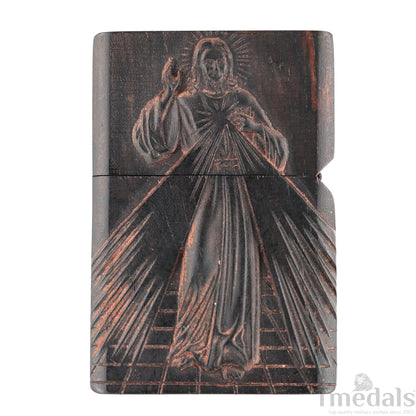 Hand-Carved Religious Wood Lighter Shell–Fits Standard Metal Insert – No Insert