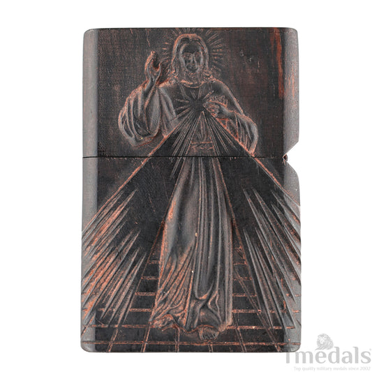 Hand-Carved Religious Wood Lighter Shell–Fits Standard Metal Insert – No Insert