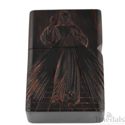 Hand-Carved Religious Wood Lighter Shell–Fits Standard Metal Insert – No Insert