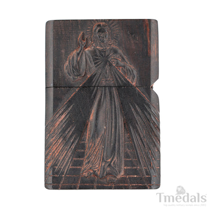 Hand-Carved Religious Wood Lighter Shell–Fits Standard Metal Insert – No Insert