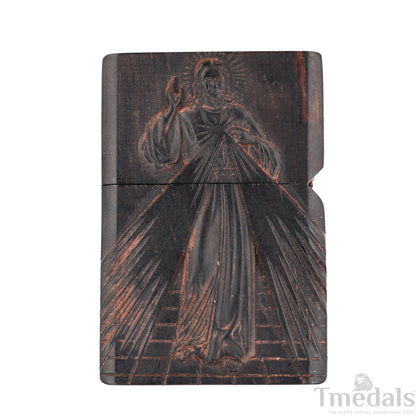 Hand-Carved Religious Wood Lighter Shell–Fits Standard Metal Insert – No Insert