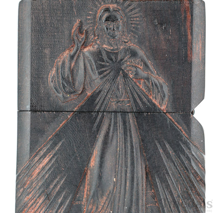 Hand-Carved Religious Wood Lighter Shell–Fits Standard Metal Insert – No Insert
