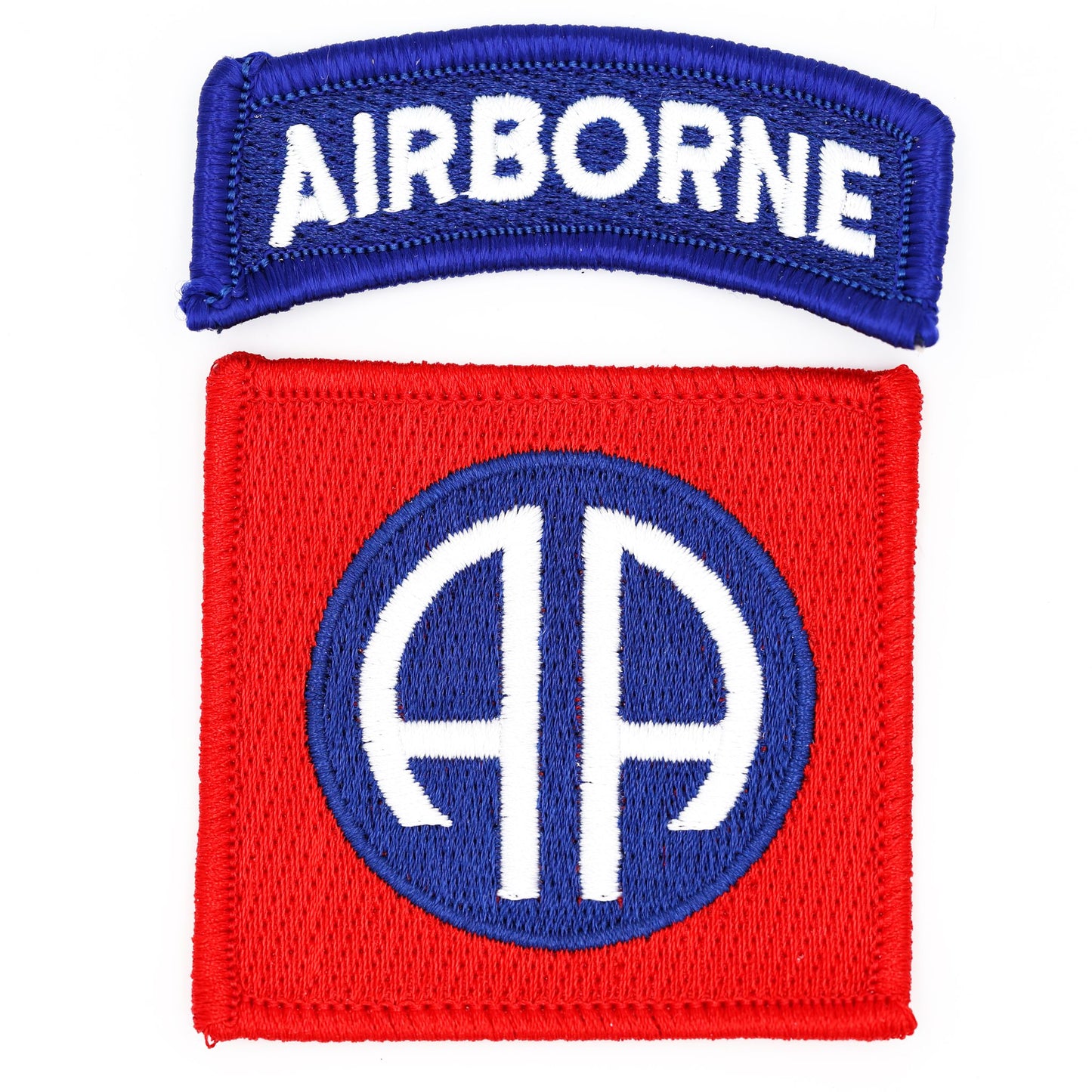 82nd Airborne Division SSI Patch & AIRBORNE Tab Replica – Embroidered Iron-On Set
