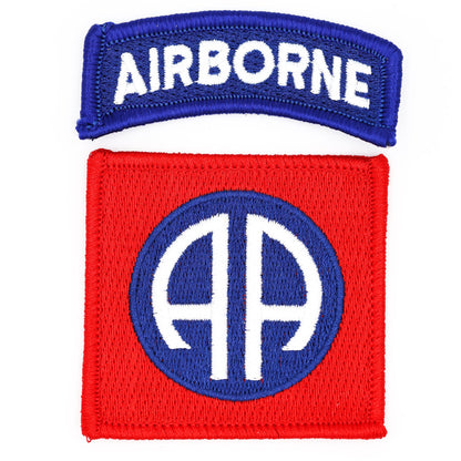 82nd Airborne Division SSI Patch & AIRBORNE Tab Replica – Embroidered Iron-On Set
