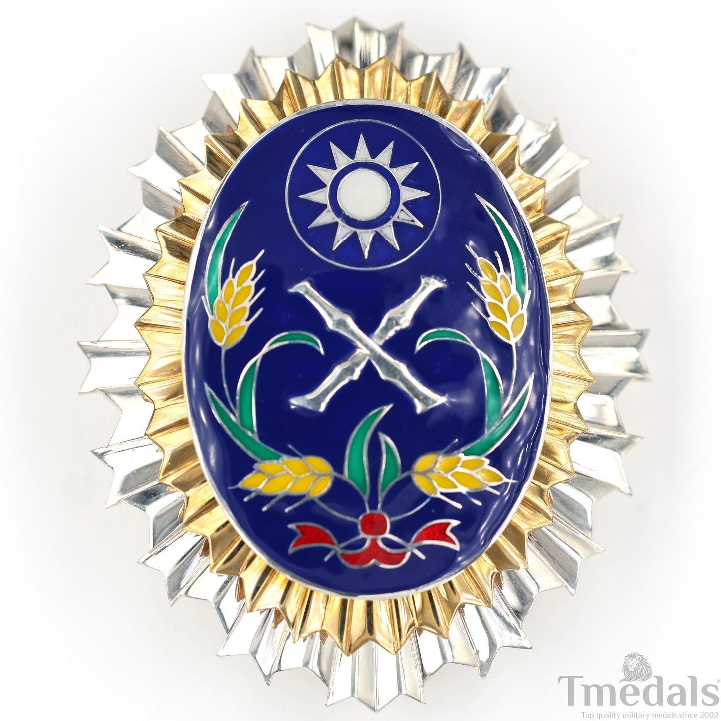 Republic of China Army Officer Academy Badge Pure Silver Replica