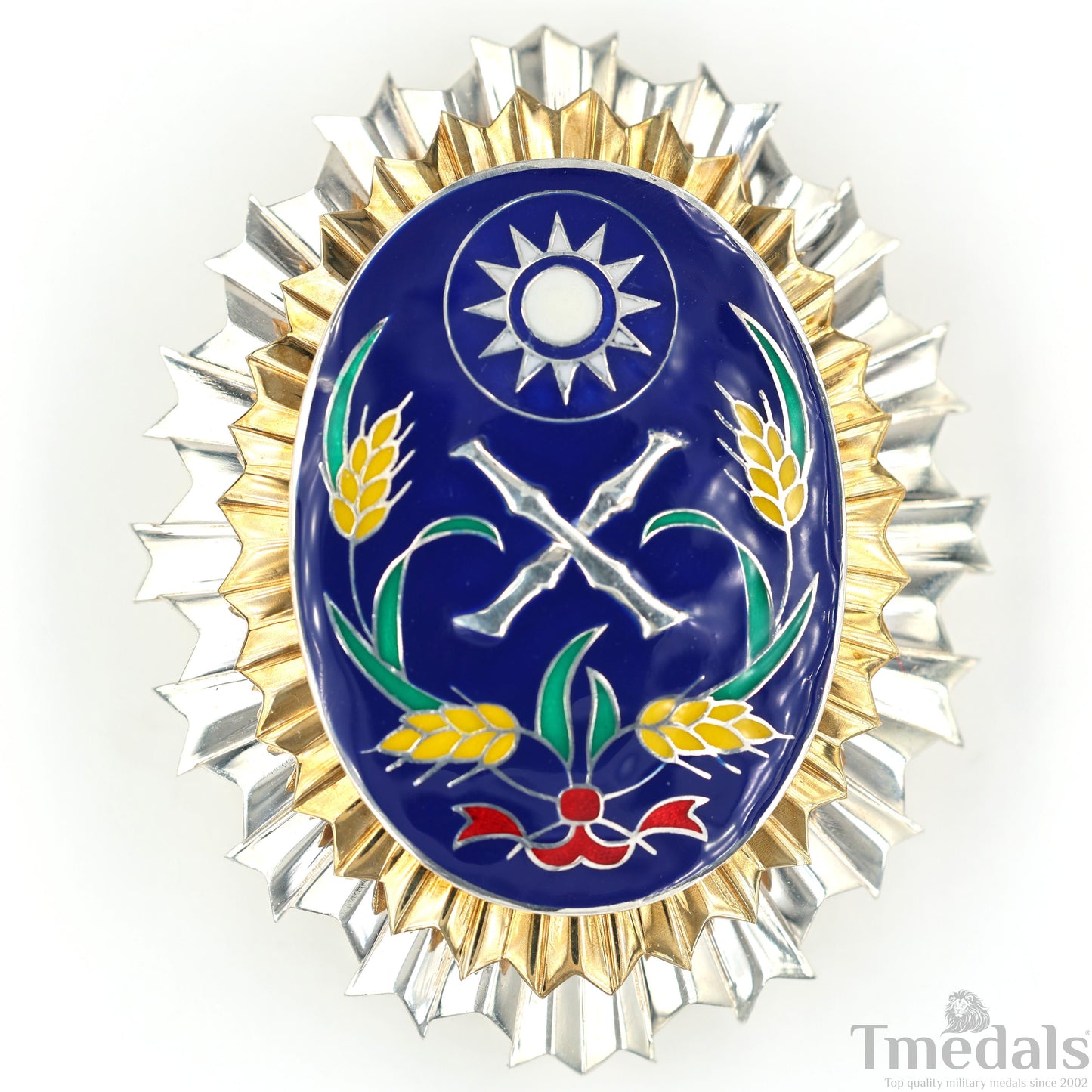 Republic of China Army Officer Academy Badge Pure Silver Replica