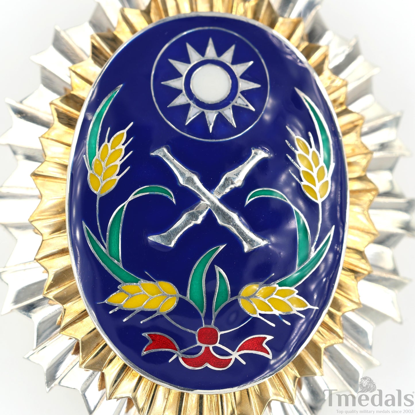 Republic of China Army Officer Academy Badge Pure Silver Replica