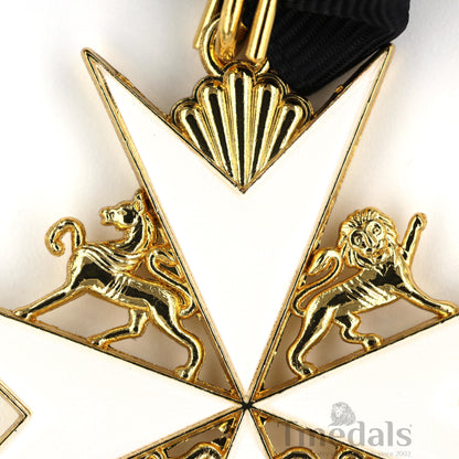 UK Knights Commander's Cross - Order of St. John Medal neck Ribbon Silver Repro Replica