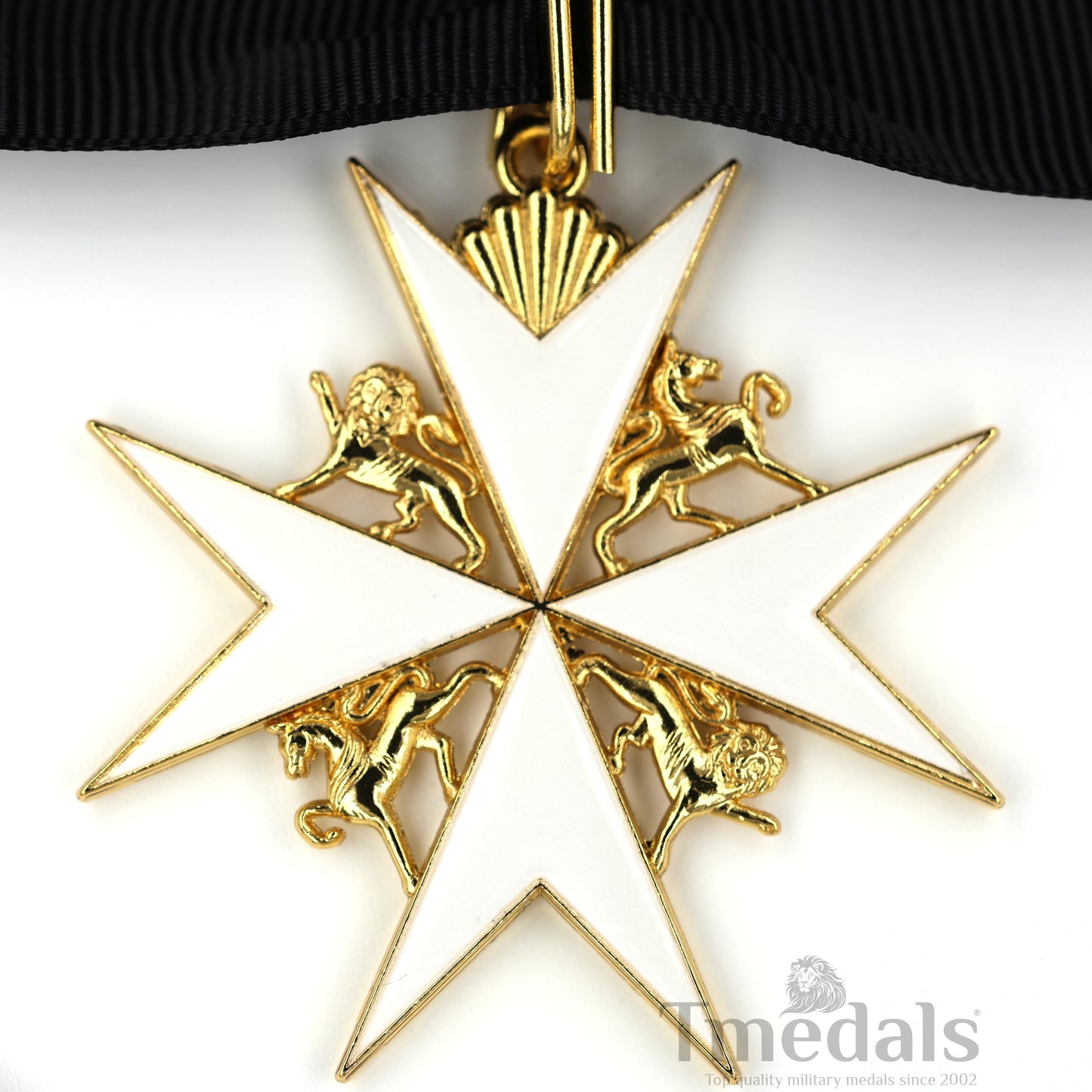 UK Knights Commander's Cross - Order of St. John Medal neck Ribbon Silver Repro Replica