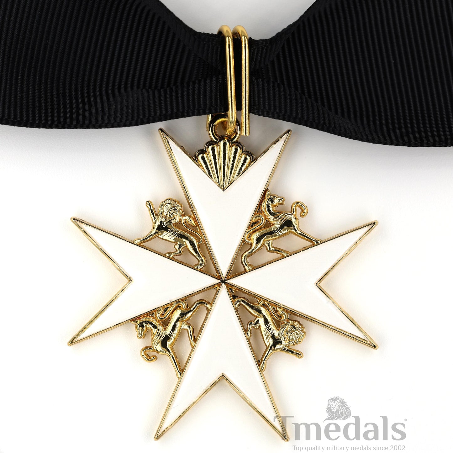 UK Knights Commander's Cross - Order of St. John Medal neck Ribbon Silver Repro Replica