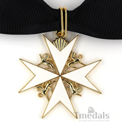 UK Knights Commander's Cross - Order of St. John Medal neck Ribbon Silver Repro Replica