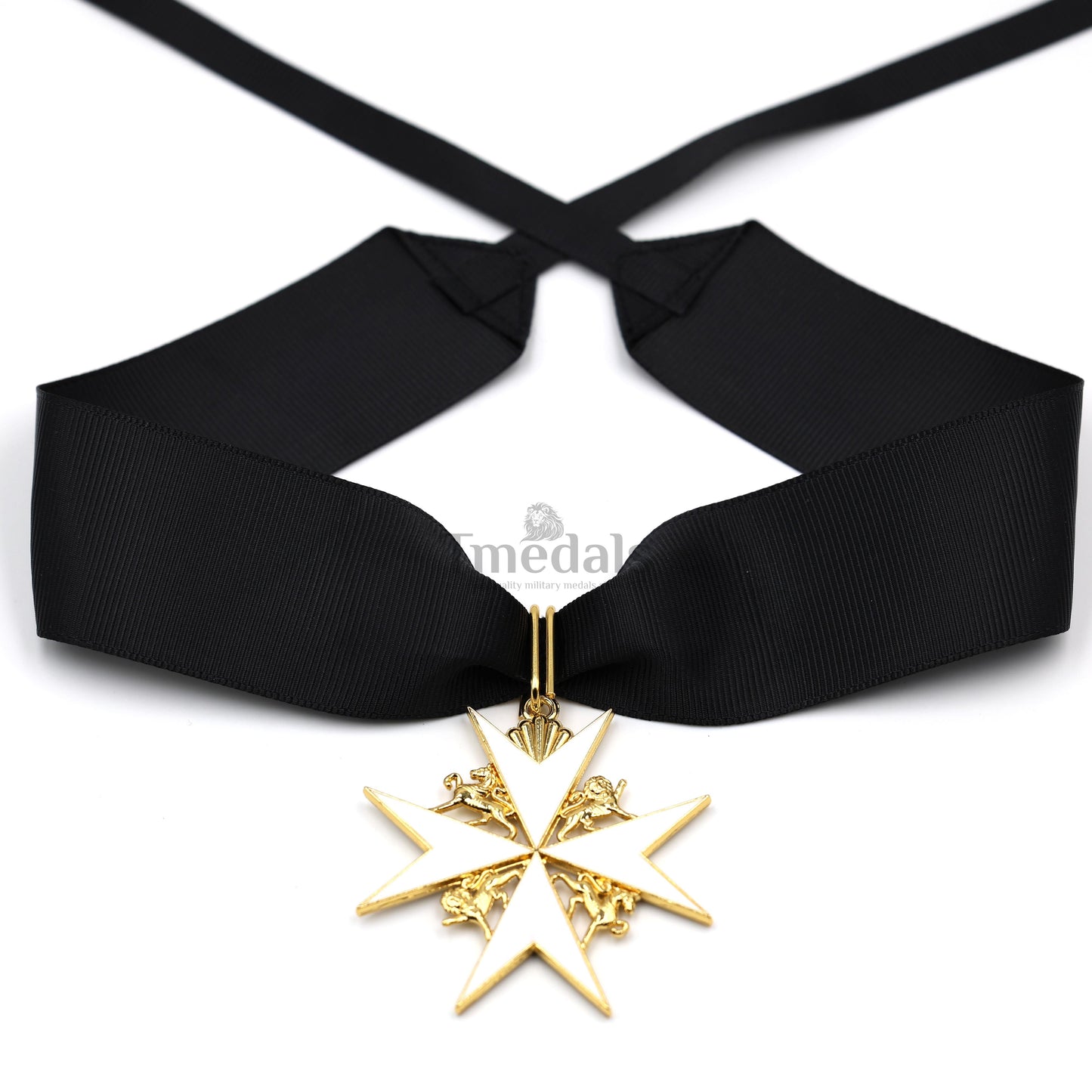 UK Knights Commander's Cross - Order of St. John Medal neck Ribbon Silver Repro Replica