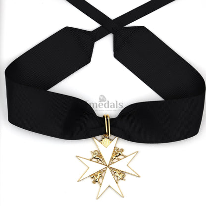 UK Knights Commander's Cross - Order of St. John Medal neck Ribbon Silver Repro Replica
