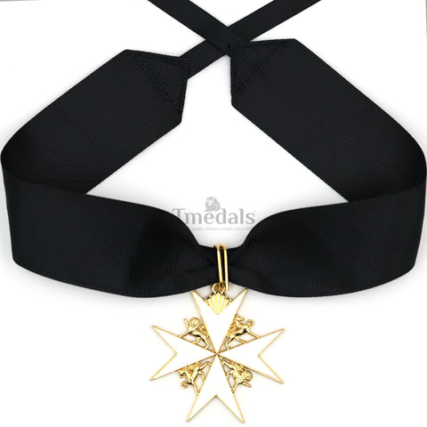 UK Knights Commander's Cross - Order of St. John Medal neck Ribbon Silver Repro Replica