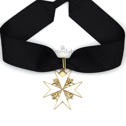 UK Knights Commander's Cross - Order of St. John Medal neck Ribbon Silver Repro Replica