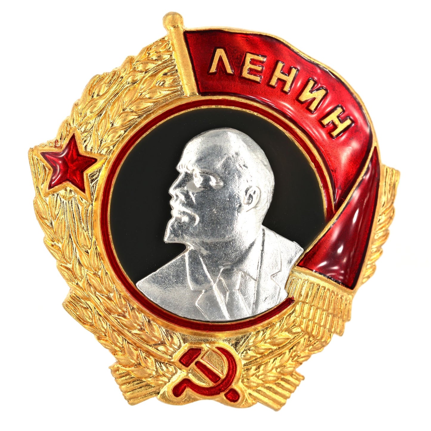 Order of Lenin Type 3 Medal (1936–1943) – 925 Sterling Silver Lenin Portrait – Gilt Gold Enamel Replica