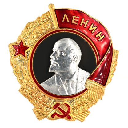 Order of Lenin Type 3 Medal (1936–1943) – 925 Sterling Silver Lenin Portrait – Gilt Gold Enamel Replica