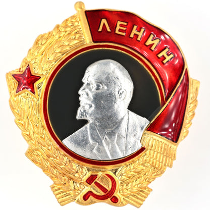 Order of Lenin Type 3 Medal (1936–1943) – 925 Sterling Silver Lenin Portrait – Gilt Gold Enamel Replica