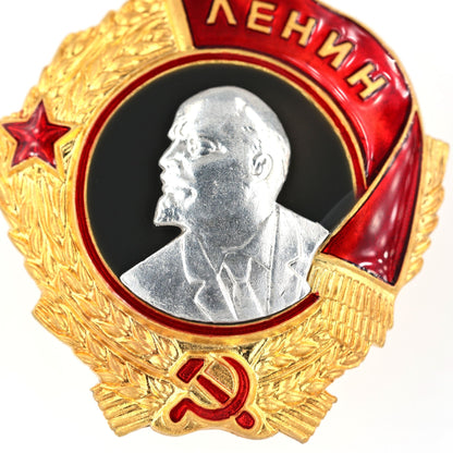 Order of Lenin Type 3 Medal (1936–1943) – 925 Sterling Silver Lenin Portrait – Gilt Gold Enamel Replica