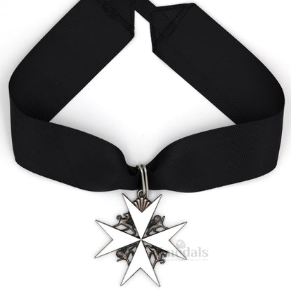UK Knights Commander's Cross - Order of St. John Medal neck Ribbon Silver Repro