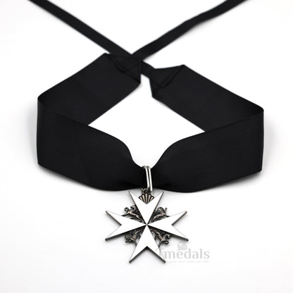 UK Knights Commander's Cross - Order of St. John Medal neck Ribbon Silver Repro