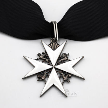 UK Knights Commander's Cross - Order of St. John Medal neck Ribbon Silver Repro