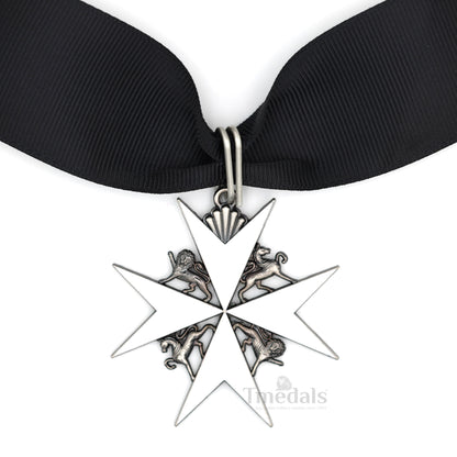 UK Knights Commander's Cross - Order of St. John Medal neck Ribbon Silver Repro