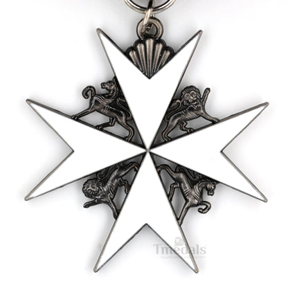 UK Knights Commander's Cross - Order of St. John Medal neck Ribbon Silver Repro