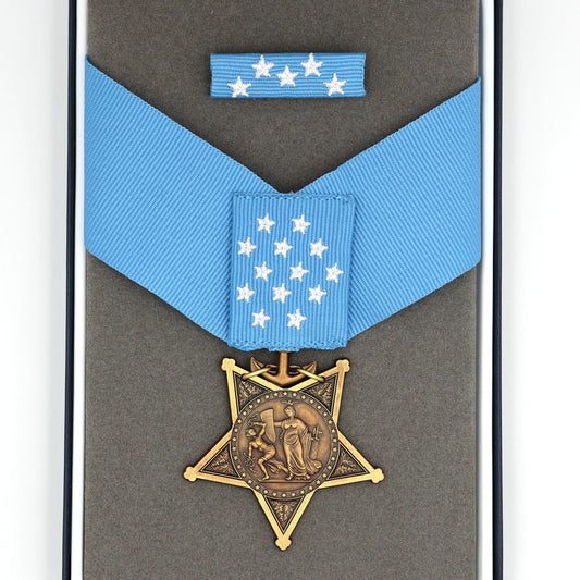 CASED U.S. USA Medal of Honor Navy 1942-1963 MOH Ribbon Bar Congressional Replica Reproduction Order Badge WW12 COPY Repro