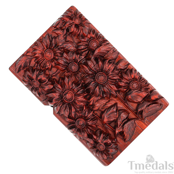Hand-Carved Sunflower Wooden Lighter Case – Fits Standard Insert – No Insert