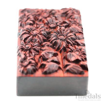 Hand-Carved Sunflower Wooden Lighter Case – Fits Standard Insert – No Insert