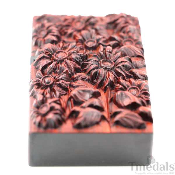Hand-Carved Sunflower Wooden Lighter Case – Fits Standard Insert – No Insert