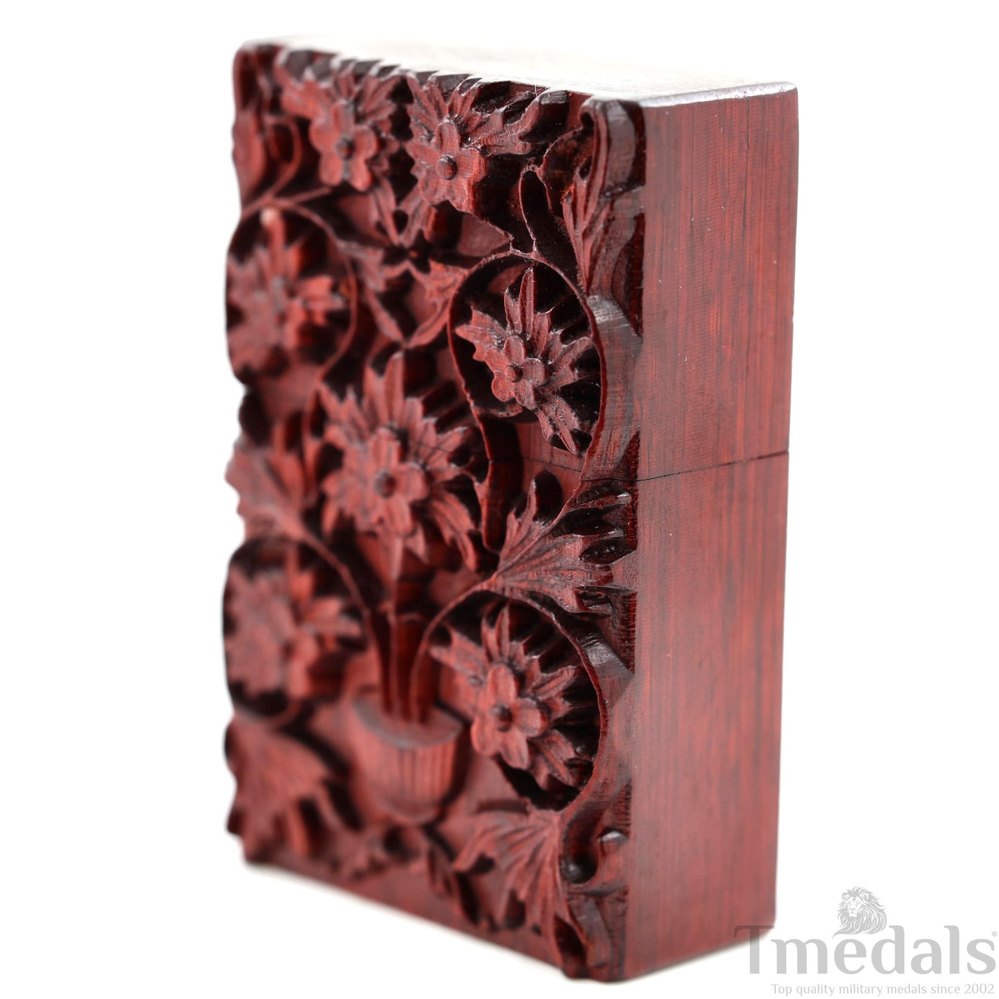 Hand-Carved Floral Wooden Lighter Case – Fits Standard Insert – No Insert
